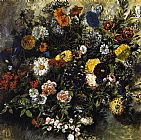 Eugene Delacroix Canvas Paintings - Bouquet of Flowers